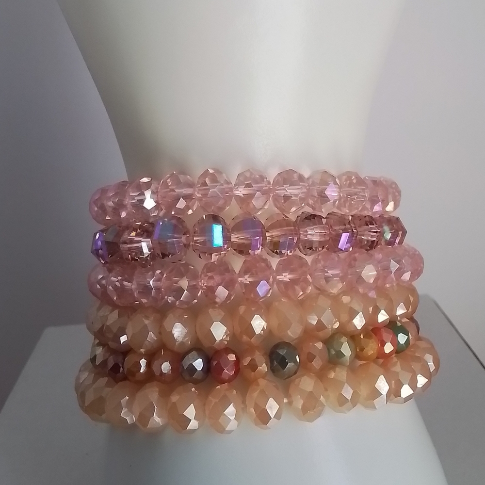 Multi-Color Stretch Beaded Bracelet Set - Picture 2 of 4